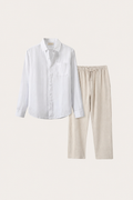 Pisa Linen Set Long Sleeve White/Beige