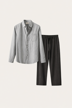 Pisa Linen Set Long Sleeve Grey/Black