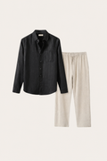 Pisa Linen Set Long Sleeve Black/Beige
