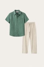 Trento Linen Set Green/Beige