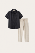 Trento Linen Set Black/Beige