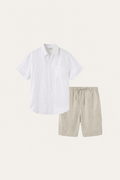 Verona Linen Shirt & Shorts White/Beige