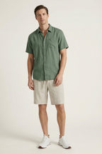 Verona Linen Shirt & Shorts Green/Beige