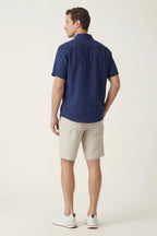 Verona Linen Shirt & Shorts Navy/Beige