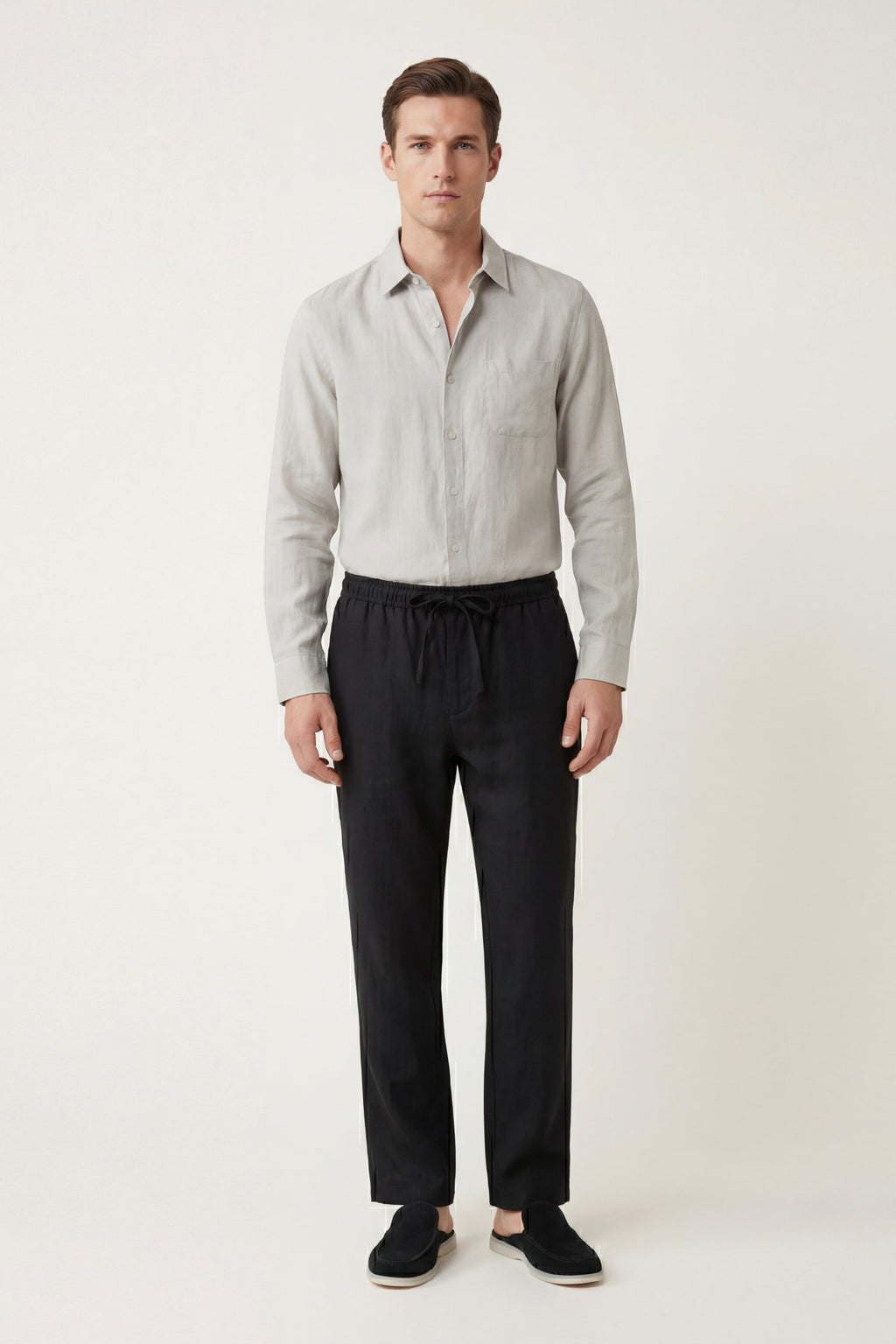 Pisa Linen Set Long Sleeve Beige/Black