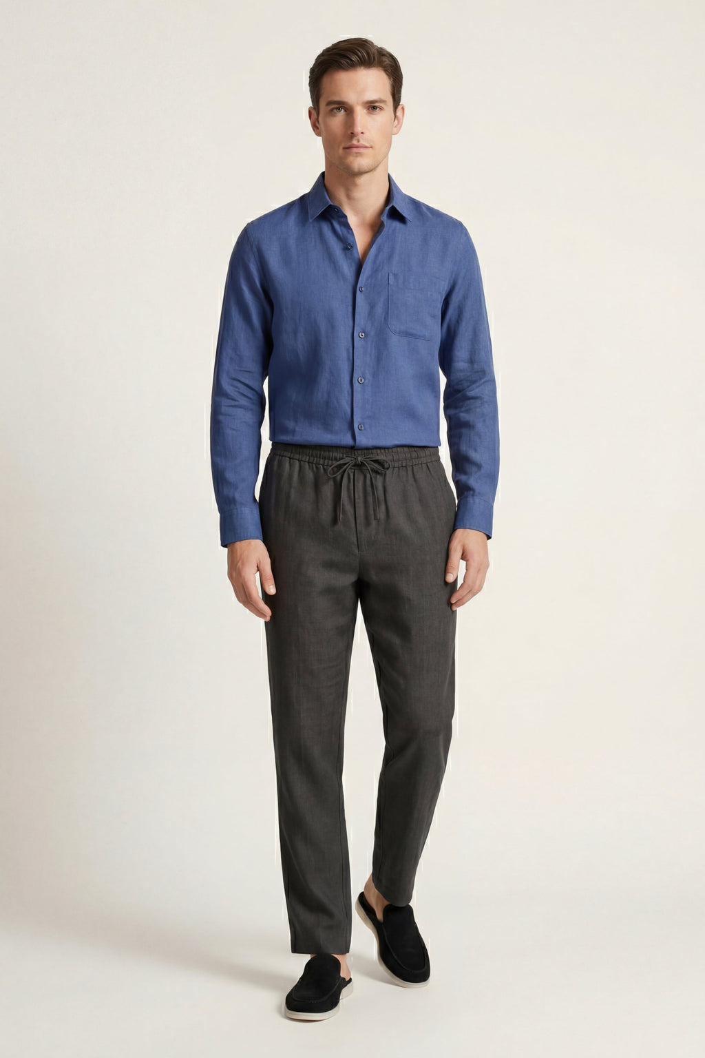 Pisa Linen Set Long Sleeve Blue/Black