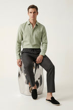 Pisa Linen Set Long Sleeve Mint Green/Black