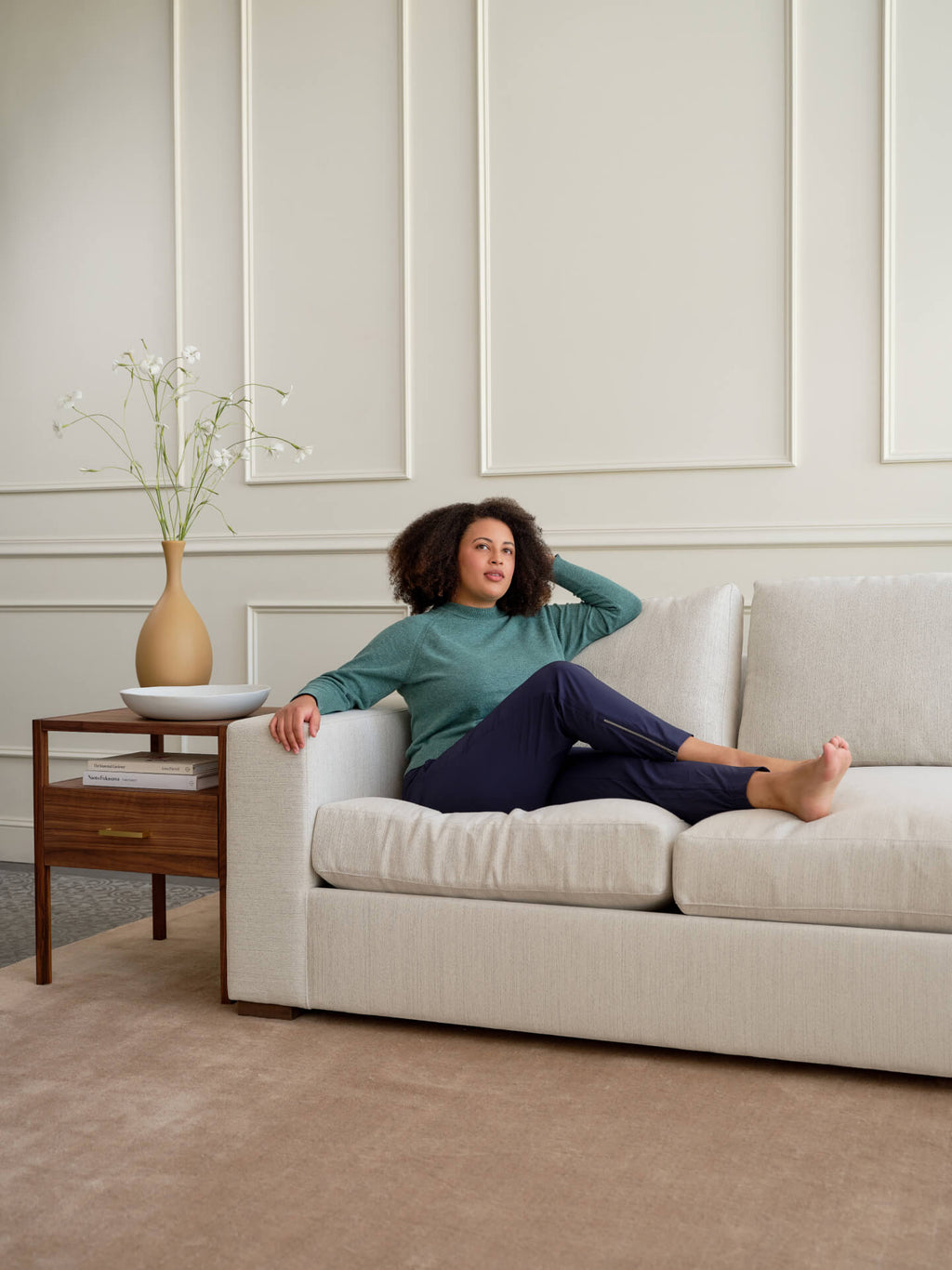 Rio Plush Bumper Sectional in Natural Latex