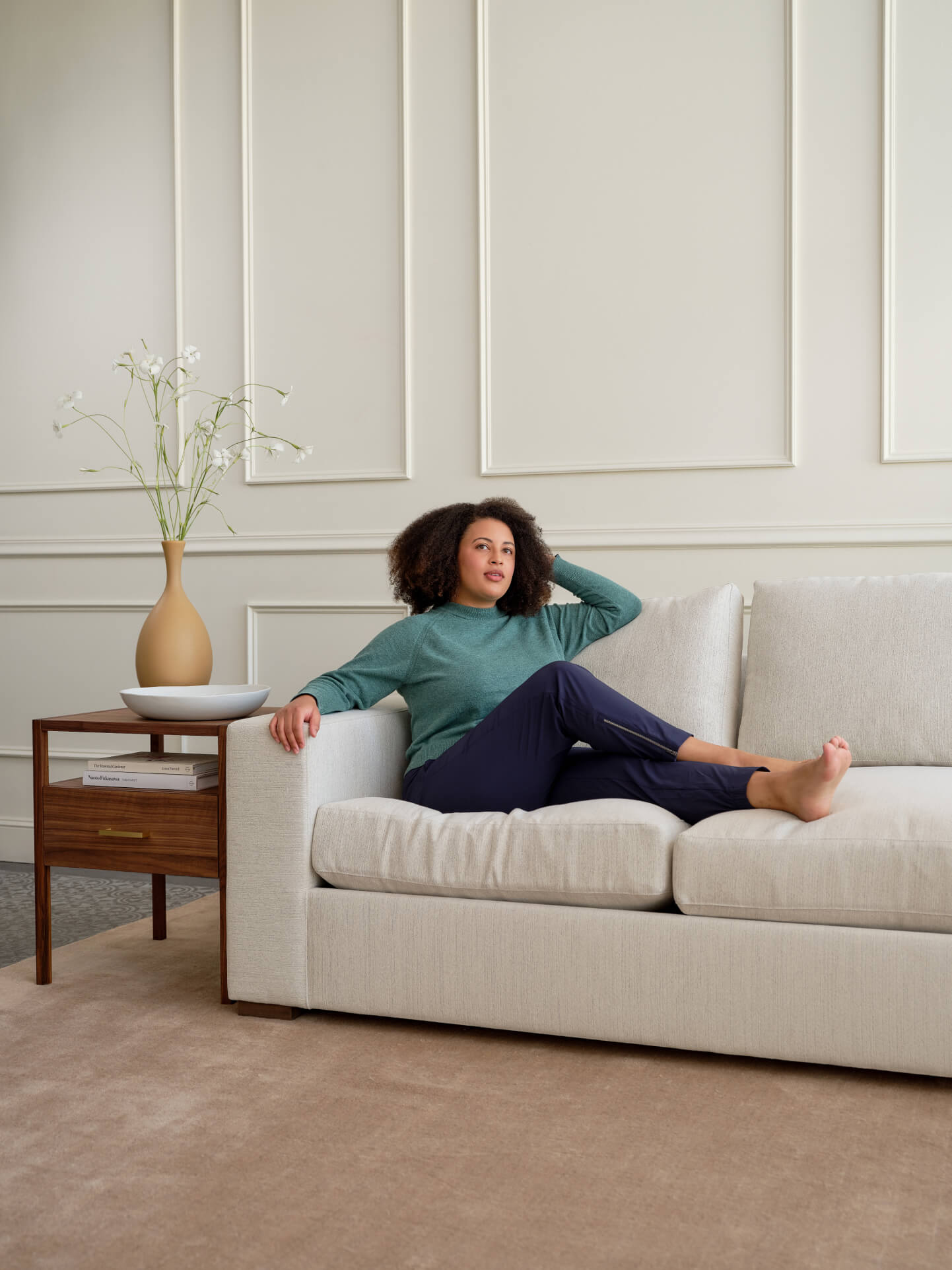 Rio Plush Bumper Sectional in Natural Latex