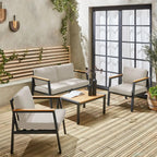 Casoria Salon de jardin aluminium et polywood 4 places Anthracite / Beige