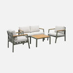Casoria Salon de jardin aluminium et polywood 4 places Kaki / Beige