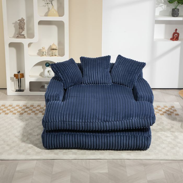Fauteuil Compressé Avec 3 Coussins, Ergonomique, Bleu Marine