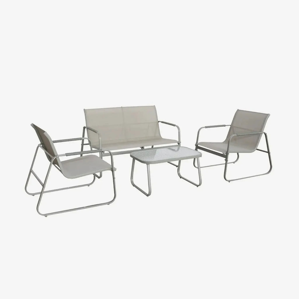 Noto Salon de jardin acier 4 places Kaki